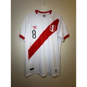 Peru Soccer Umbro FIFA World 2018 Jersey Men's Large White Short Sleeve